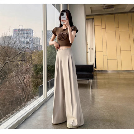 Advanced Sense High Waist Drooping Slimming And Straight Casual Mopping Pants