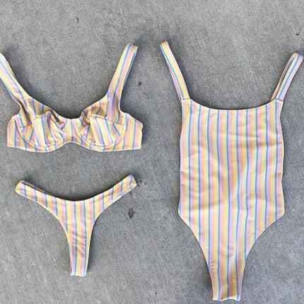 Striped print bikini women