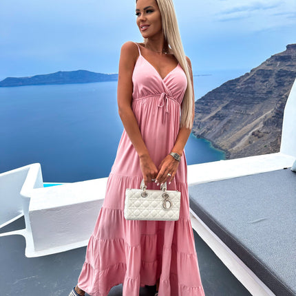 Women's Multi-color Casual Fashion V-neck Dress With Suspenders