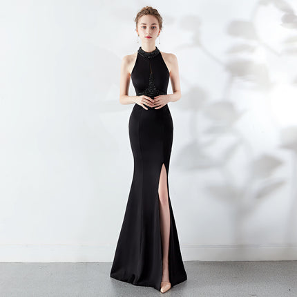 Women's Fashion Temperament Fishtail Hanging Neck Evening Dress