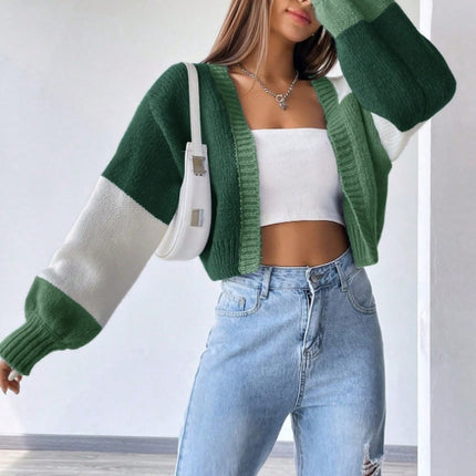 Flirla Colorblock Drop Shoulder Duster Cardigan,Long Sleeve Tops