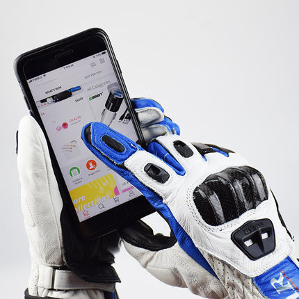 Motorcycle Riding Leather Style Carbon Fiber Shell Anti-fall And Windproof Touch Screen Gloves