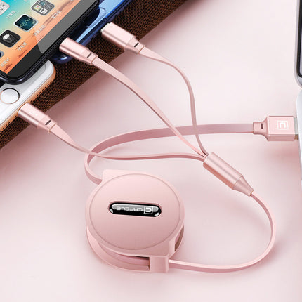 Telescopic three-in-one charging line mobile phone multi-function multi-head