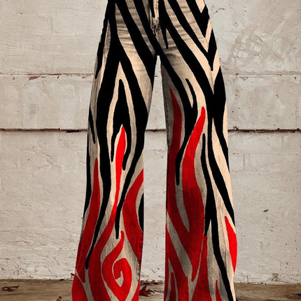 Horn Simulation Denim Trousers Loose Pants For Women