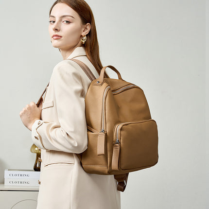 Large Capacity Portable Computer Lightweight Leather Niche Women's Backpack