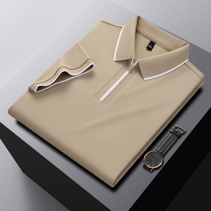 Solid Color Zipper High Quality POLO Men's Short Sleeve