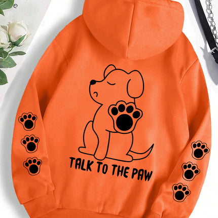 Funny Dog Cartoon Printed Hoodie Women's Warm