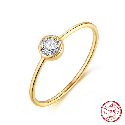 S925 Sterling Silver Ring 14K Gold Diamond Ring