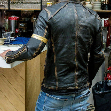 Punk men's motorcycle leather jacket
