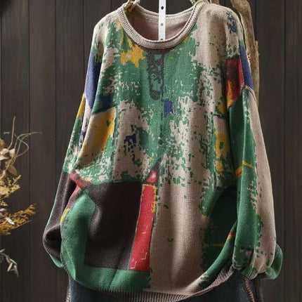 Painted Printing And Dyeing Cotton Sweater