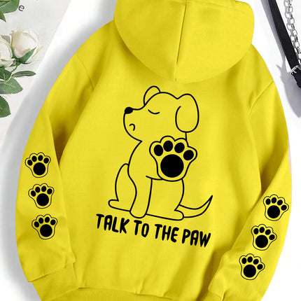 Funny Dog Cartoon Printed Hoodie Women's Warm