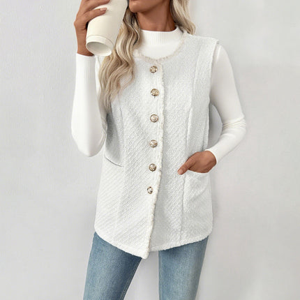 Solid Color High Class Elegant Elegant Cardigan Vest Coat For Women