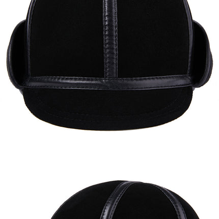 Casual Leather Men's Winter Sheepskin Velvet Thermal Outdoor Hat