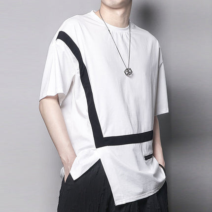 Men's Loose Irregular Stitching Casual Short Sleeves