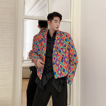 Men's And Women's Fashion Limited Retro Trend Suit Oil Painting Color Ins Coat