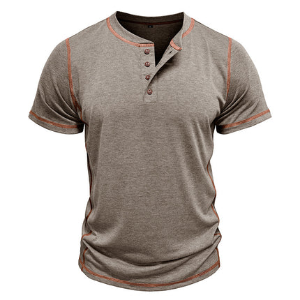 Short Sleeve Henley Shirt Men's Round Neck T-shirt