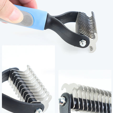 Stainless Double-sided Pet Brush Hair Removal Comb Grooming Dematting Dog Grooming Shedding Tools