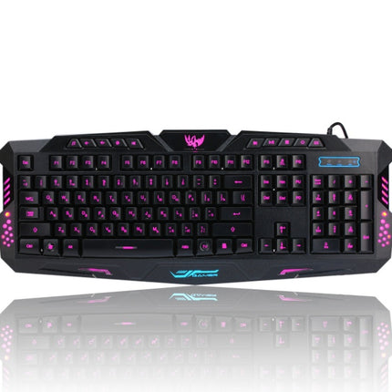 J10 tricolor backlight wired gaming keyboard set colorful luminous gaming mouse keyboard Russian keyboard