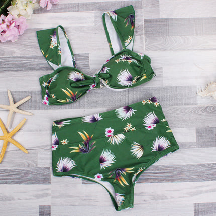 High-waisted two-part print two-part bikini