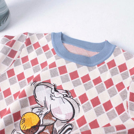 Women's slim T-shirt with diamond lattice sweater