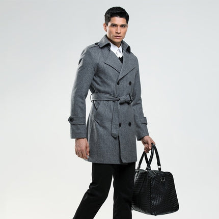 Korean Version Of Men's Slim Woolen Coat Plus Size