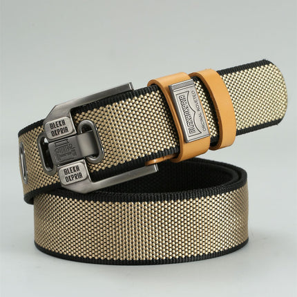 Pin Buckle Canvas Belt Cargo Pants Casual Retro Decorative Belt Fashion Men