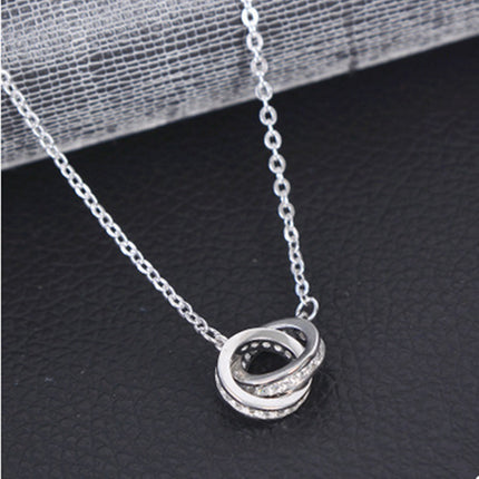 Necklace Double Ring Rose Gold Clavicle Chain