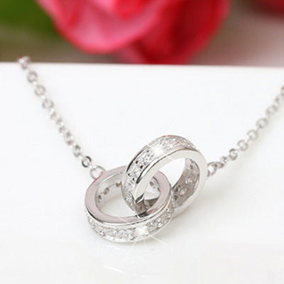 Necklace Double Ring Rose Gold Clavicle Chain