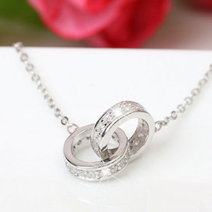 Necklace Double Ring Rose Gold Clavicle Chain