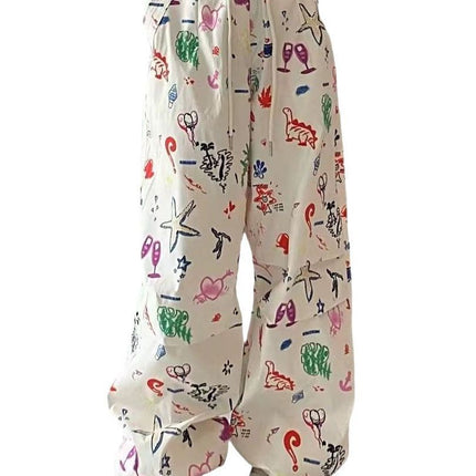 High Waist Slimming Graffiti Full Printed Overalls