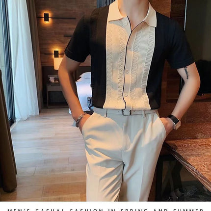 Short-sleeved T-shirt Men's Knitted Lapel Half Sleeve Bottoming Shirt Top