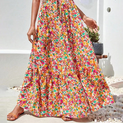 Flower Print Elastic Waist Skirt