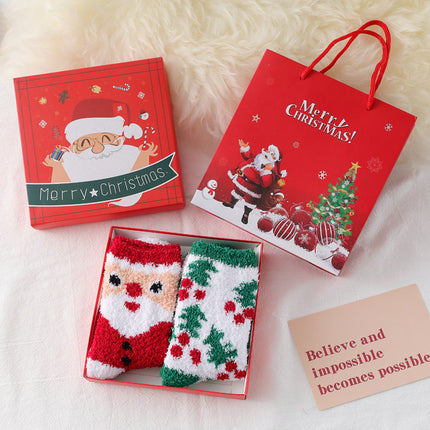Fashion Simple Coral Fleece Christmas Stockings Gift Box