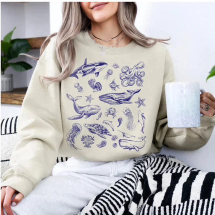 Female Creative Cartoon Print Casual Sweatshirt