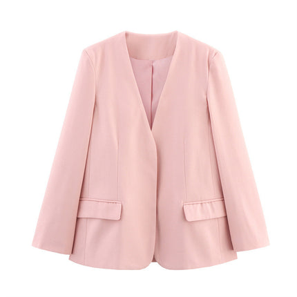 New Casual Exposed Collarless Blazer