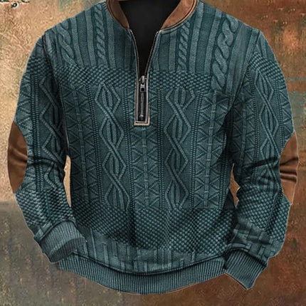 Autumn And Winter Printed Half Zipper Sweater With Buckle