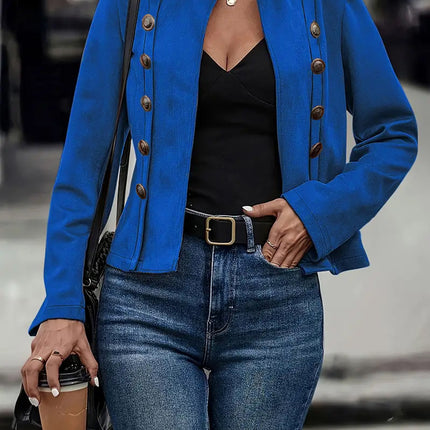 Double-row Metal Buckle Deerskin Velvet Retro Long-sleeved Coat