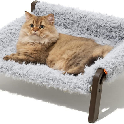 MEWOOFUN Elevated Pet Bed - Raised Cat & Small Dog Couch With Washable Cover & Non-Slip Base, Supports 44 Lbs For Indoor Outdoor Use Plush Grey