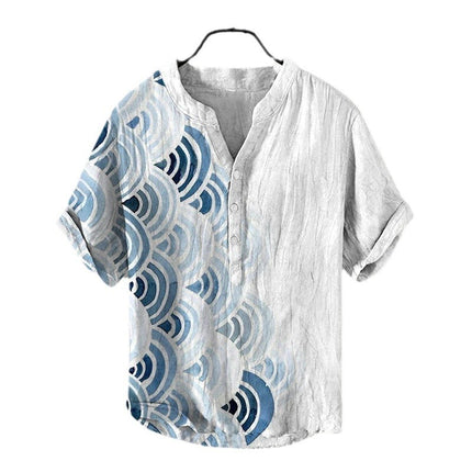Summer Beach Casual Men's Clothing Short Sleeve V-neck