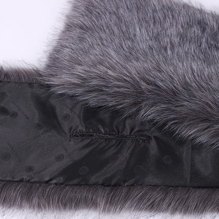 Lengthened Faux Fox Fur Bridal Evening Dress