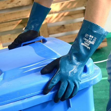 Nitrile Dipped Long Sleeve Water And Oil Resistant Work Gloves