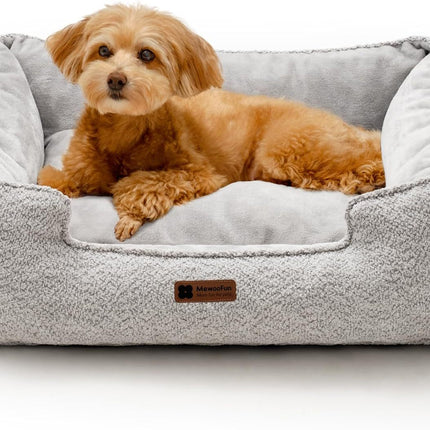 MEWOOFUN Medium Dog Bed - 31.5x23.6x9.5 Inch Washable Rectangle Pet Bed With Warming & Calming Features, Anti-Slip Bottom For Puppies