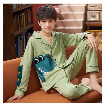 Spring And Autumn Cotton Long Sleeved Cardigan Children's Pajamas