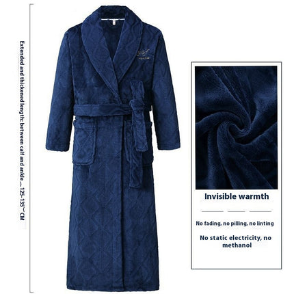 Men's Winter Thickening Thermal Bathrobe Coral Velvet Thin Belt Bathrobe Pajamas