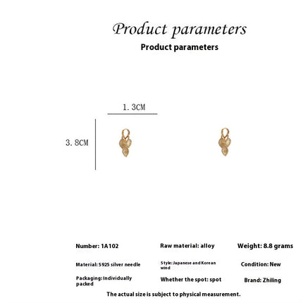 Exquisite And Elegant Zircon Leaf Tassel Ear Clip