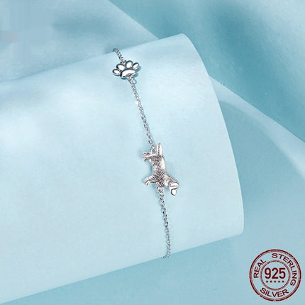 Cute Little Golden Retriever Bracelet S925 Sterling Silver White Gold Plated Paw Print Fashion Ornament