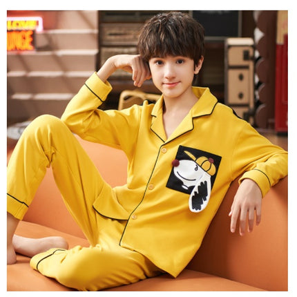 Spring And Autumn Cotton Long Sleeved Cardigan Children's Pajamas