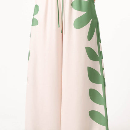 Women's Printed Elastic Waist Wide Leg Two-piece Set