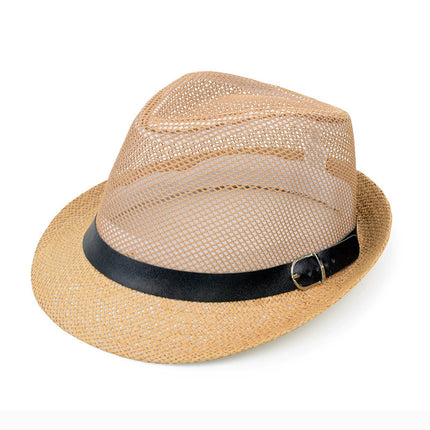 Men's Simple Color Matching Linen Sun Hat