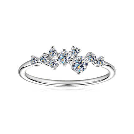 Moissanite Ring Women's Starry Sterling Silver